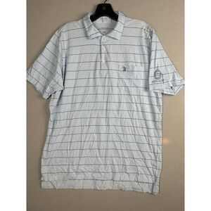 B Draddy Men's Shirt Golf Medium Blue Stripe Cotton Spandex